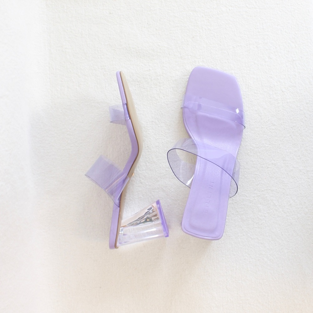 Bellini lavender acrylic two strap heels size 8 new - Picture 3 of 3